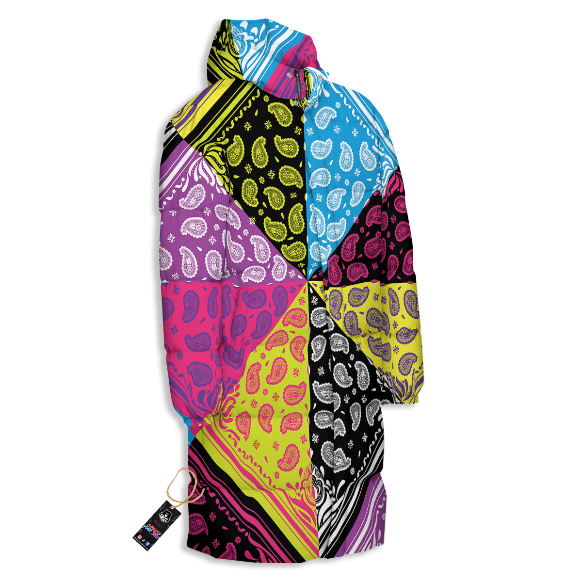Bandana Paisley Colorful Square Print Long Down Jacket