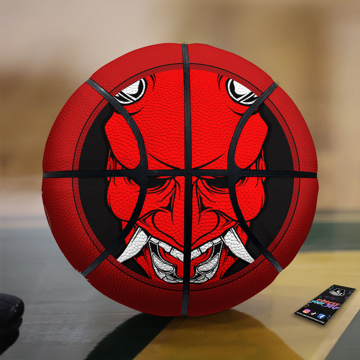 Bandana Red Hannya Demon Print Basketball