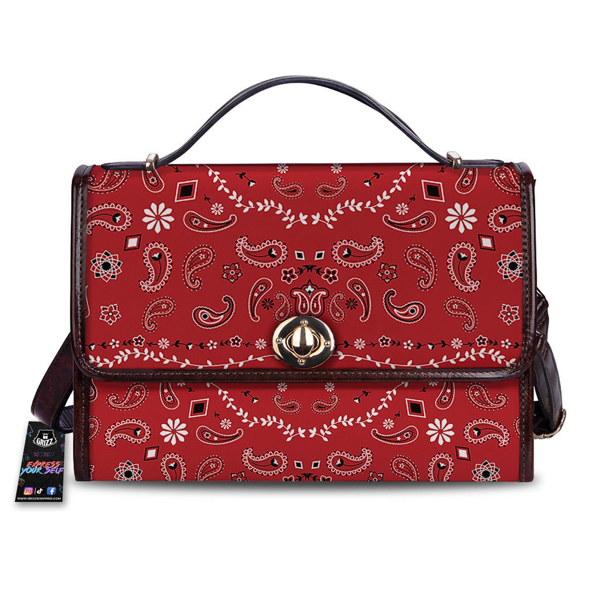 Bandana White And Red Print Women's Satchel Bag