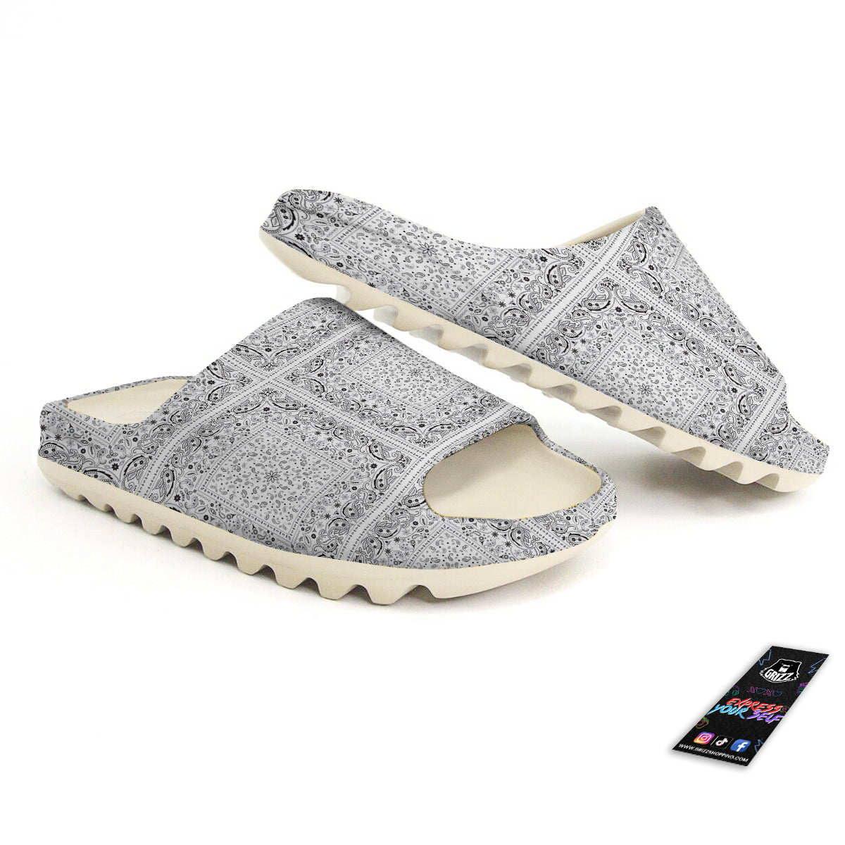 Bandana White Paisley Print Pattern Sandals-grizzshop