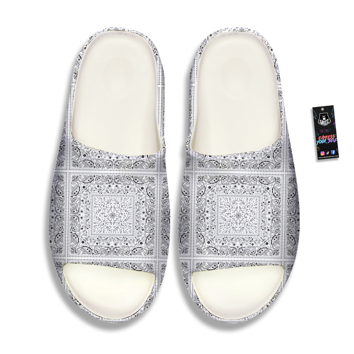 Bandana White Paisley Print Pattern Sandals-grizzshop