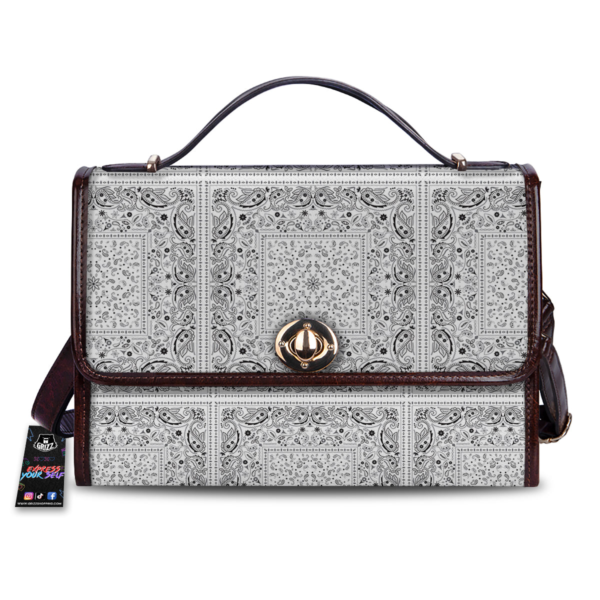 Bandana White Paisley Print Pattern Women's Satchel Bag