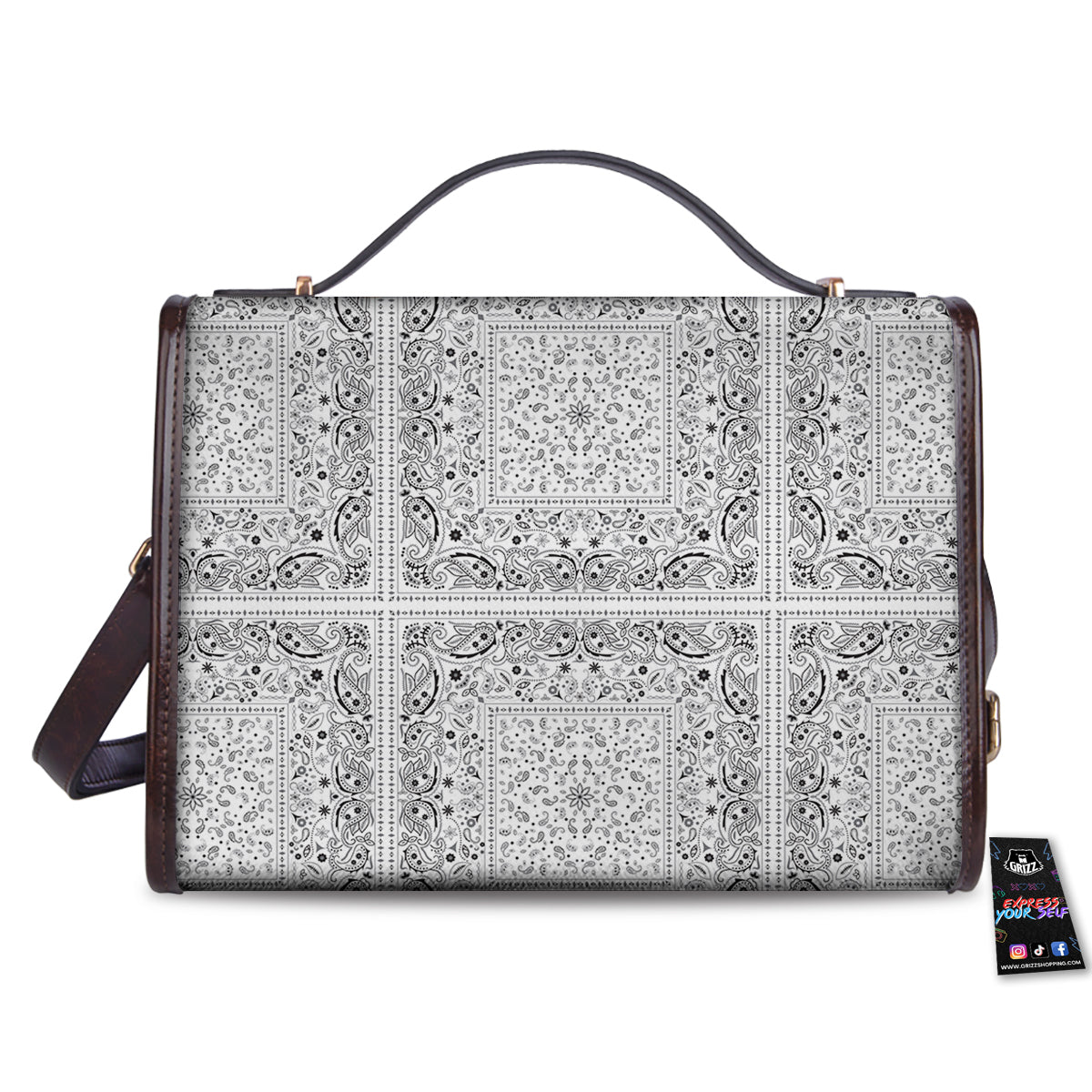 Bandana White Paisley Print Pattern Women's Satchel Bag