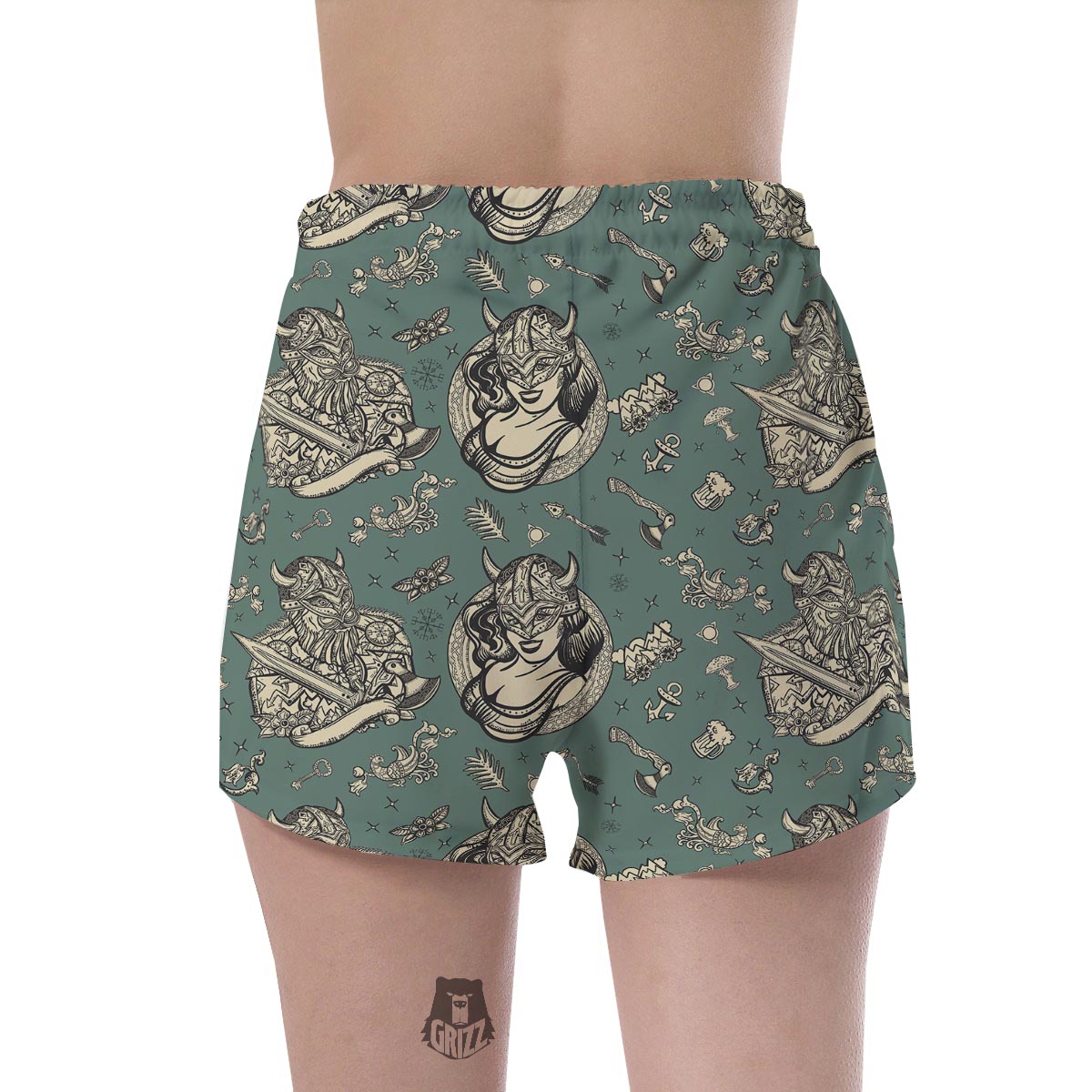Barbarian Warrior Viking Norse Women's Shorts-grizzshop