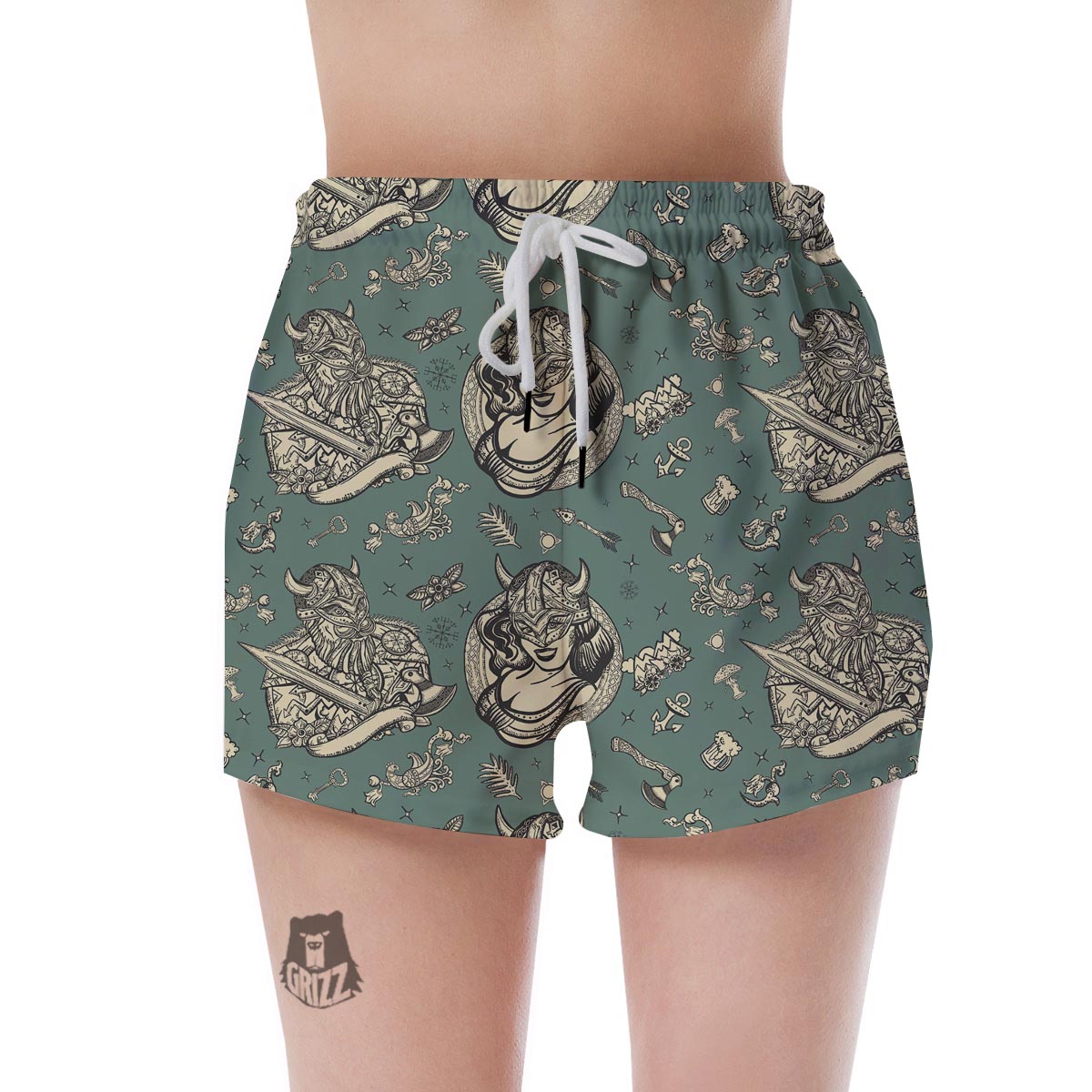 Barbarian Warrior Viking Norse Women's Shorts-grizzshop