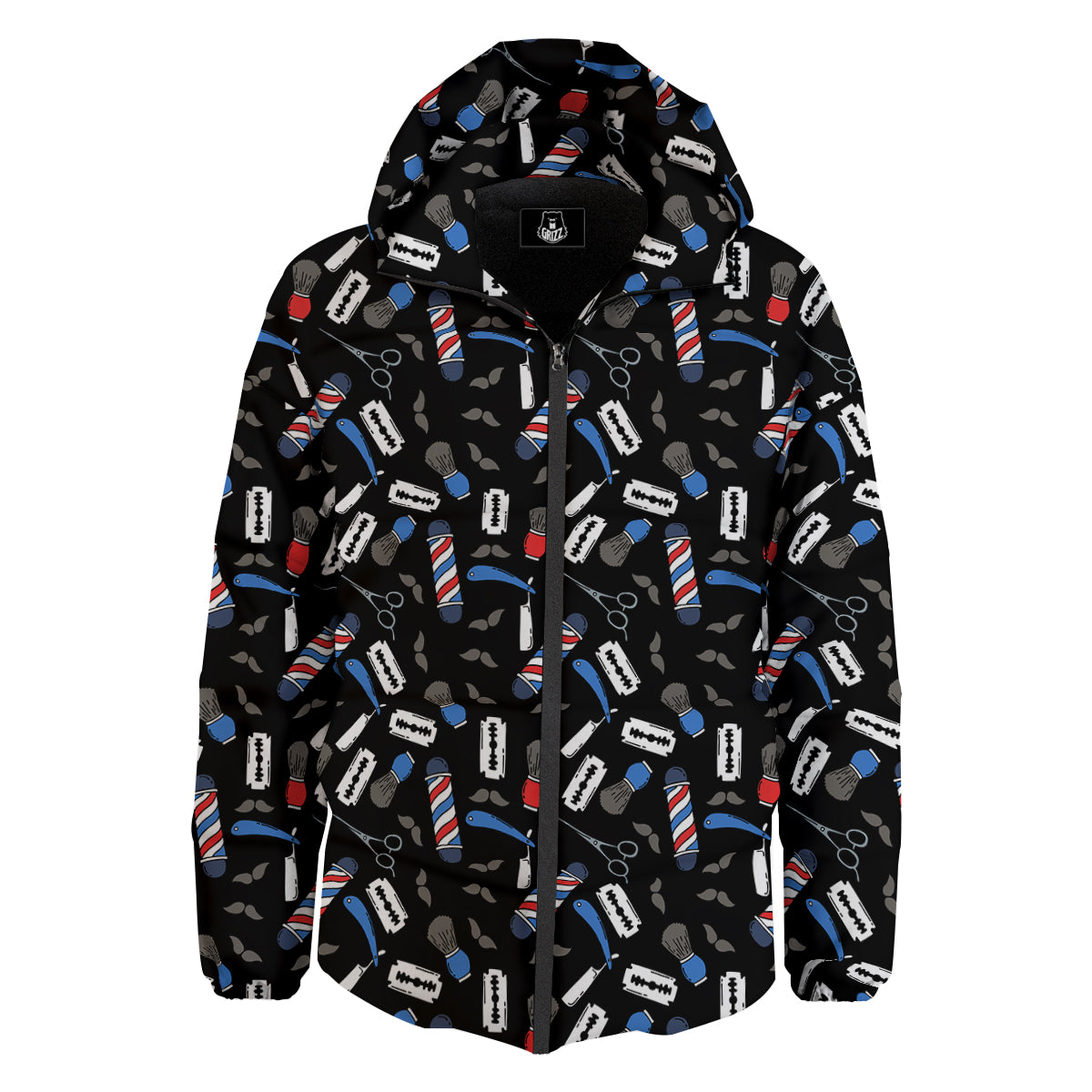 Barber Equipment Print Pattern Down Jacket-grizzshop