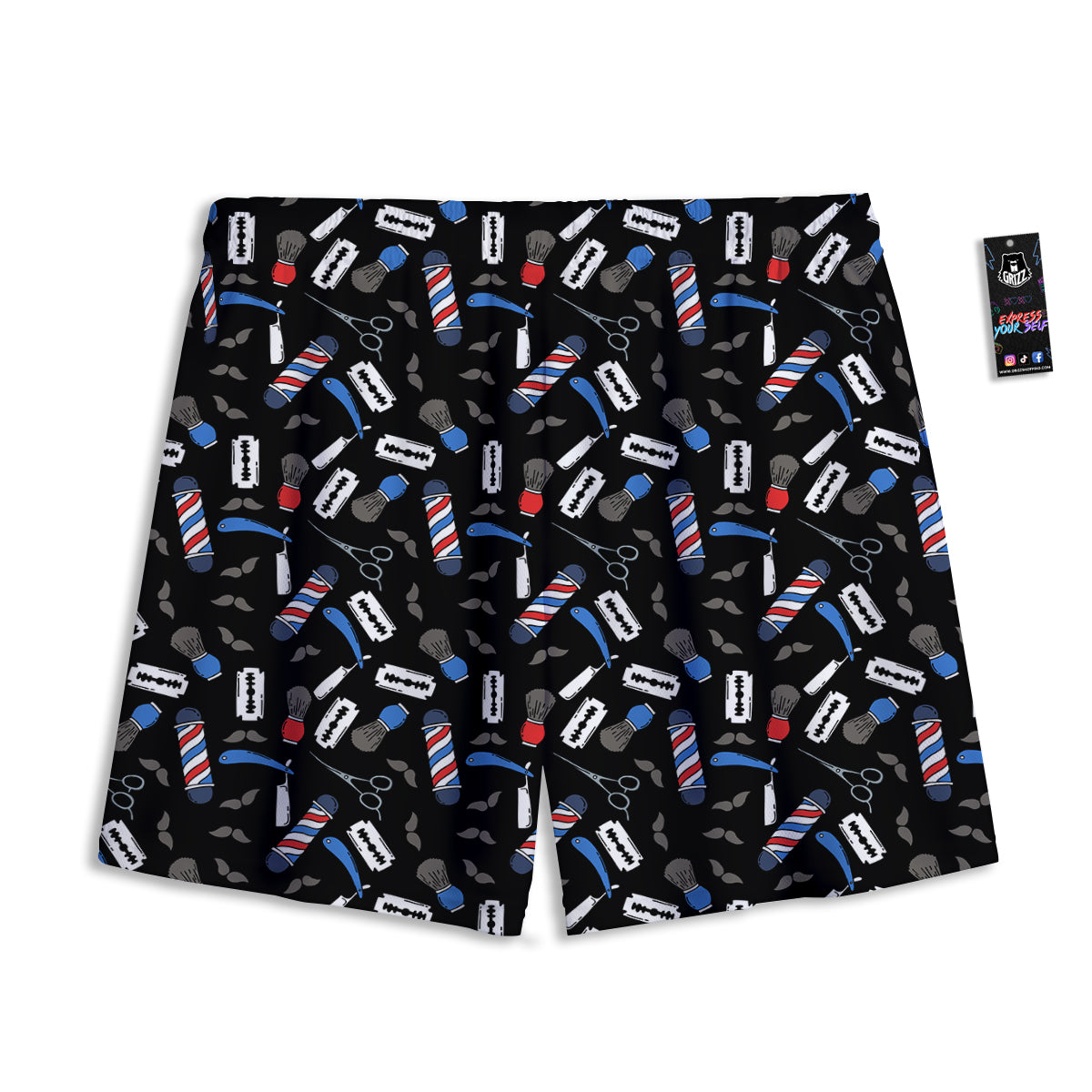 Barber Equipment Print Pattern Mesh Shorts-grizzshop