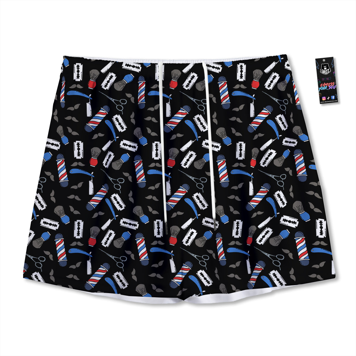 Barber Equipment Print Pattern Mesh Shorts-grizzshop