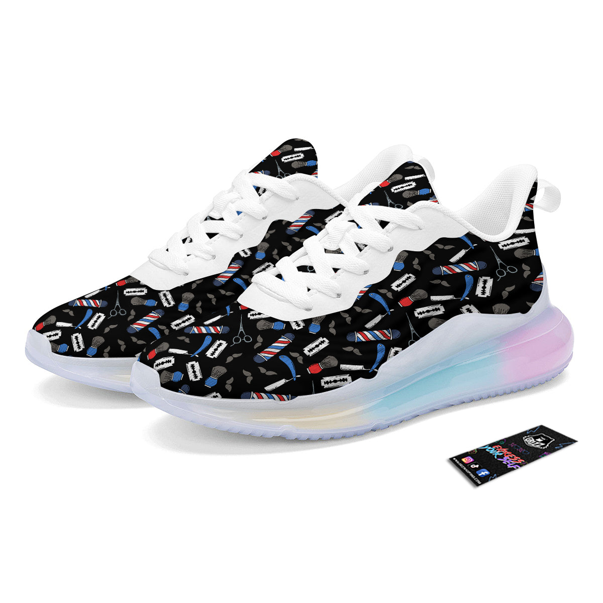 Barber Equipment Print Pattern Running Sneakers-grizzshop
