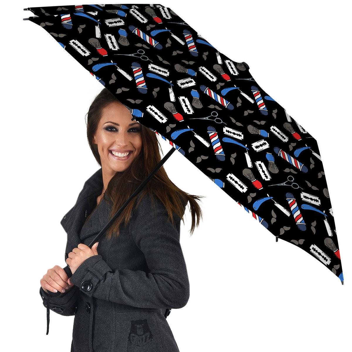 Barber Equipment Print Pattern Umbrella-grizzshop