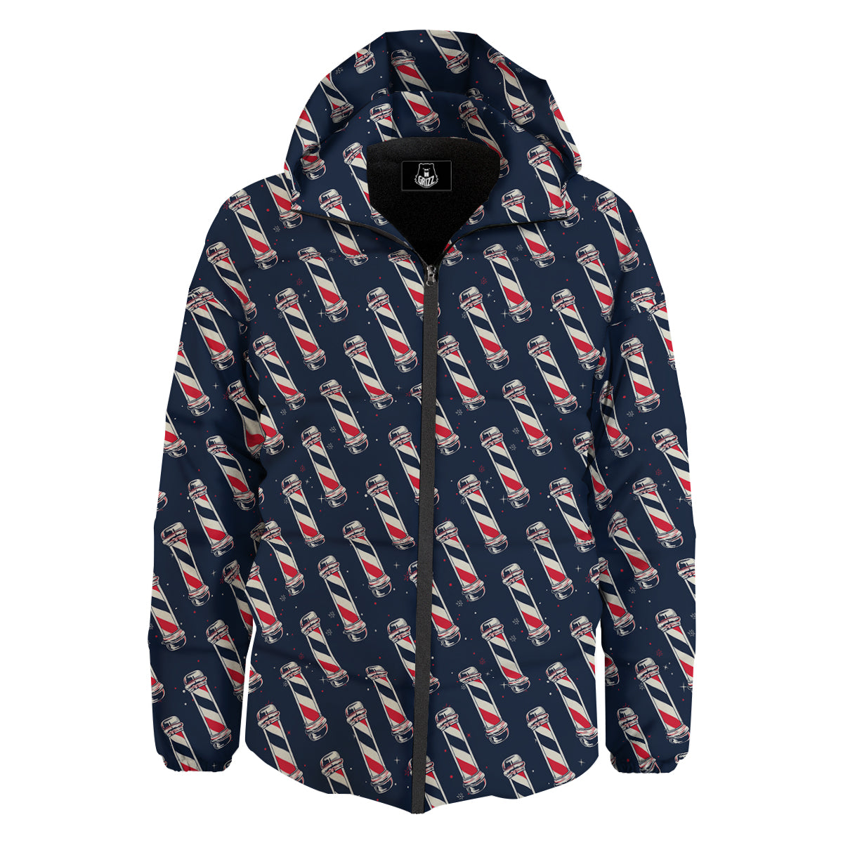 Barber Pole Print Pattern Down Jacket-grizzshop