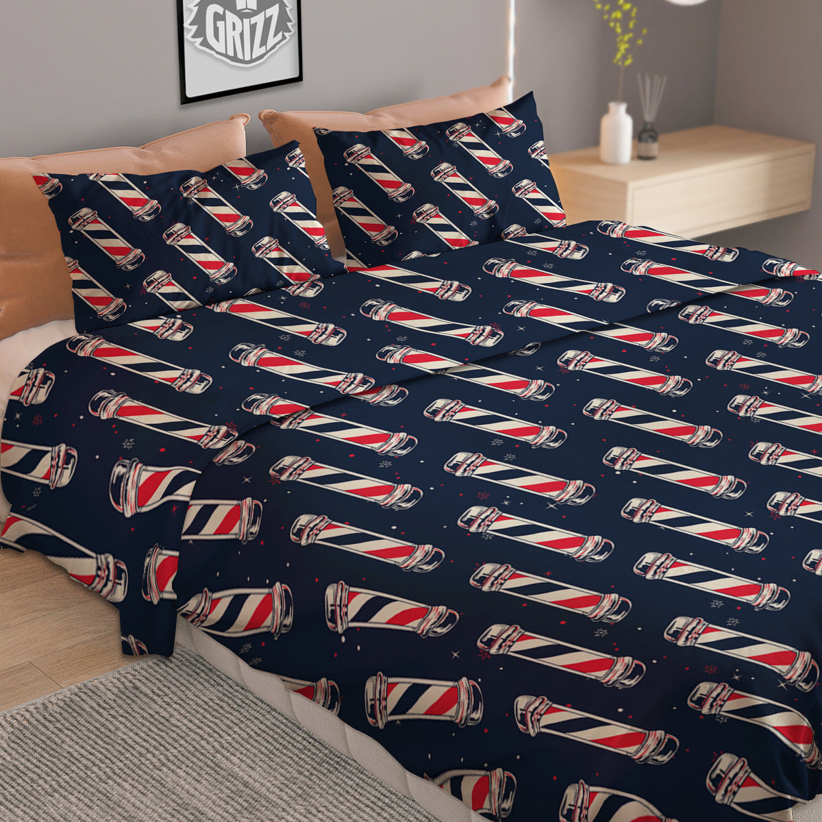Barber Pole Print Pattern Duvet Cover Bedding Set-grizzshop