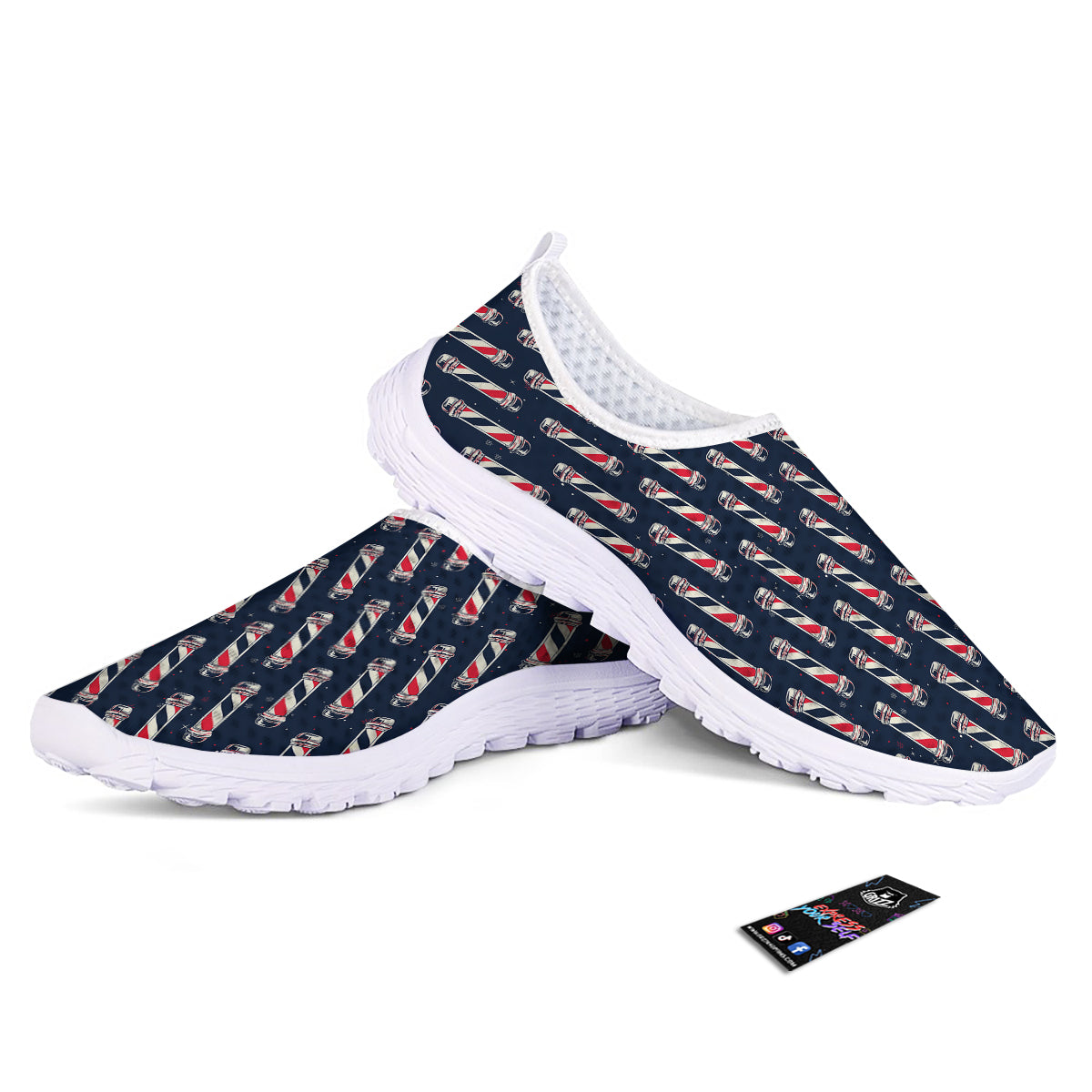 Barber Pole Print Pattern Nurse Shoes-grizzshop