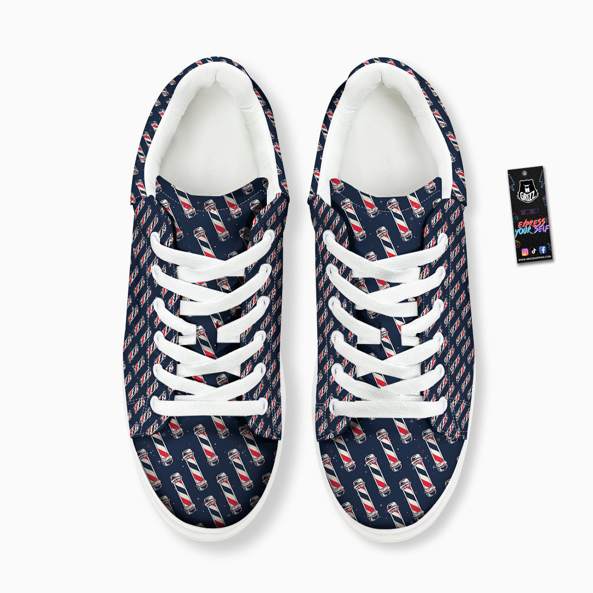 Barber Pole Print Pattern Platform Shoes-grizzshop