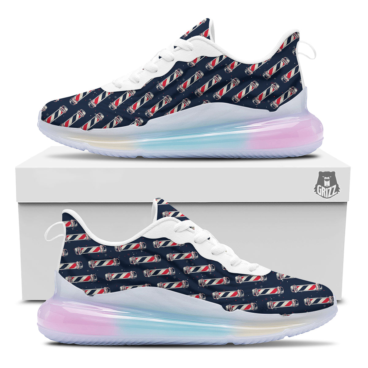 Barber Pole Print Pattern Running Sneakers-grizzshop
