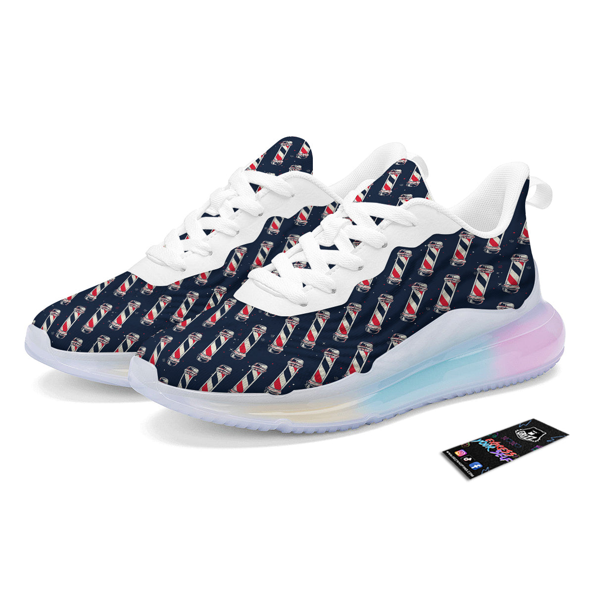 Barber Pole Print Pattern Running Sneakers-grizzshop