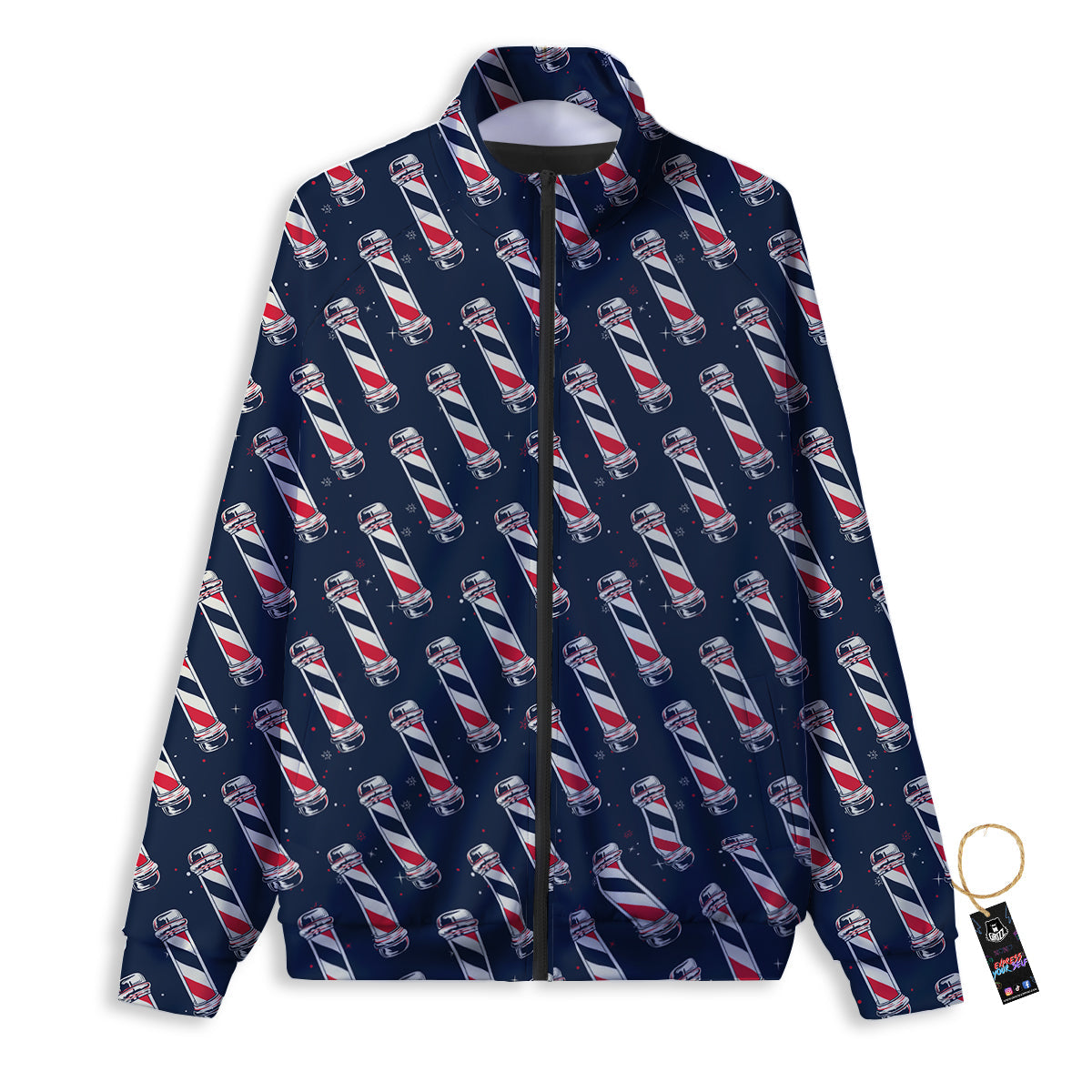 Barber Pole Print Pattern Track Jacket-grizzshop
