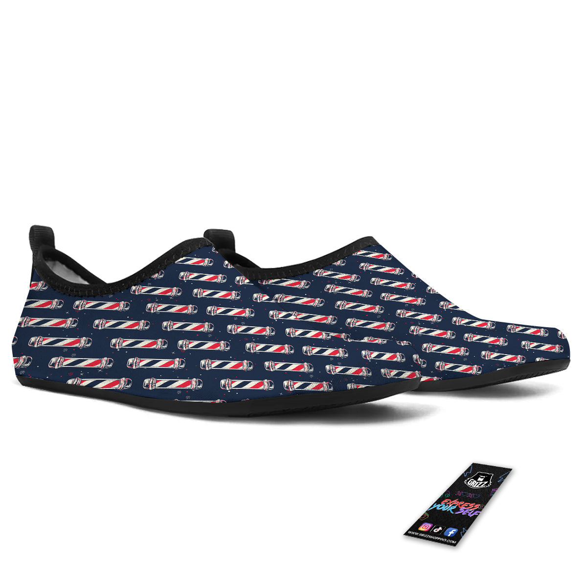 Barber Pole Print Pattern Water Shoes-grizzshop