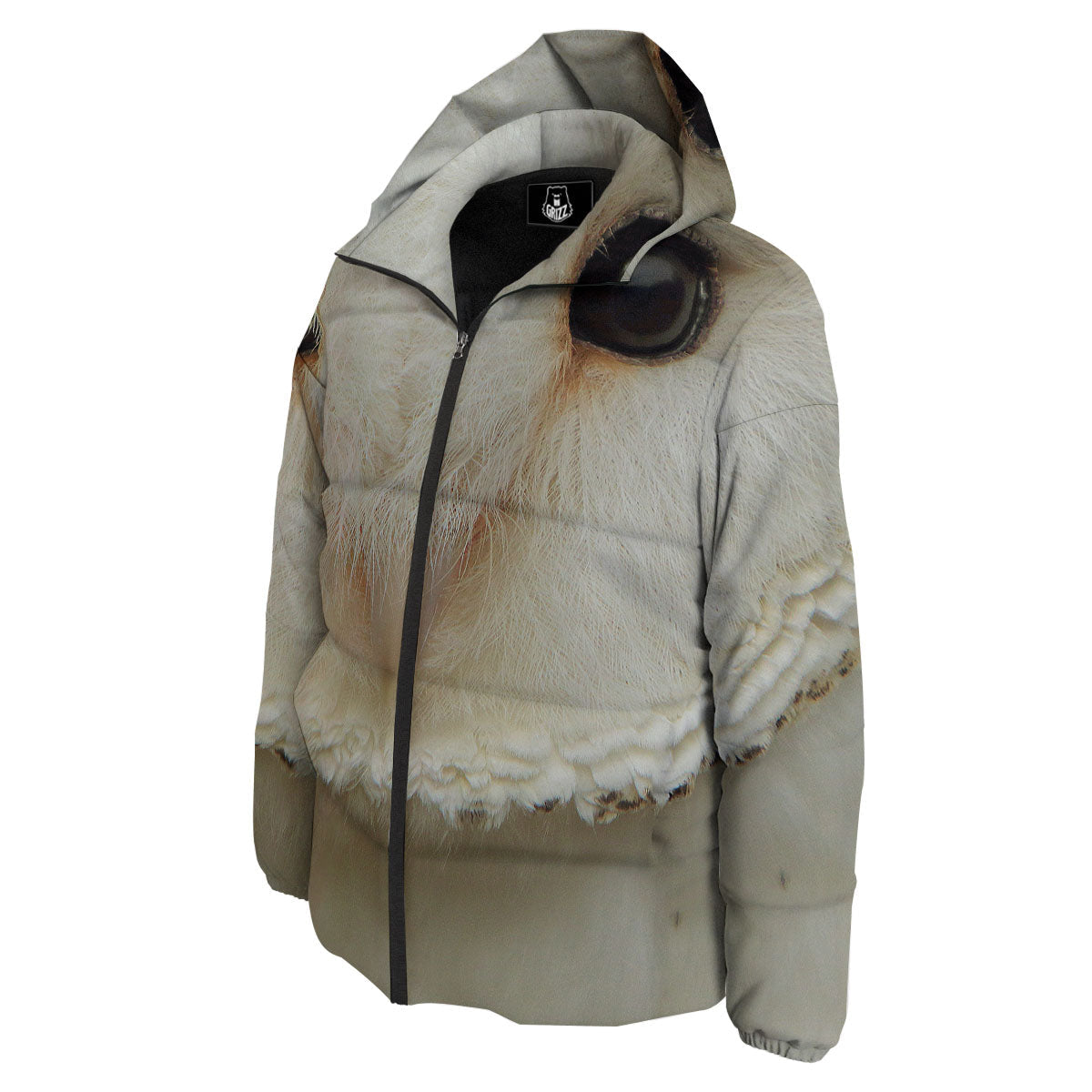 Barn Owl Print Down Jacket-grizzshop