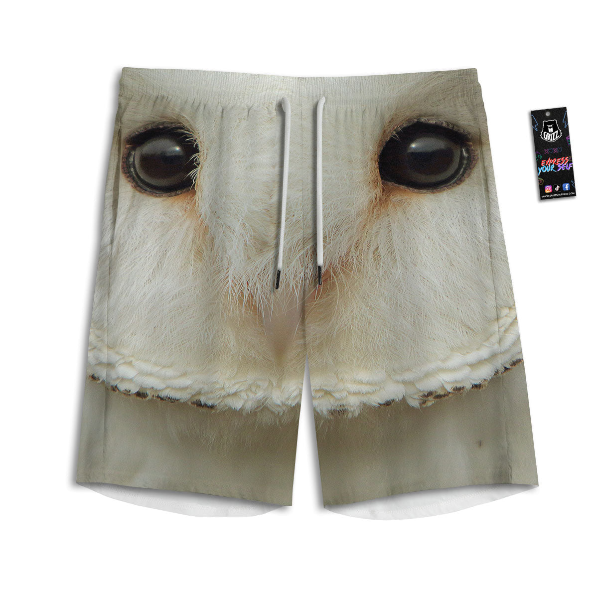 Barn Owl Print Men's Athletic Shorts