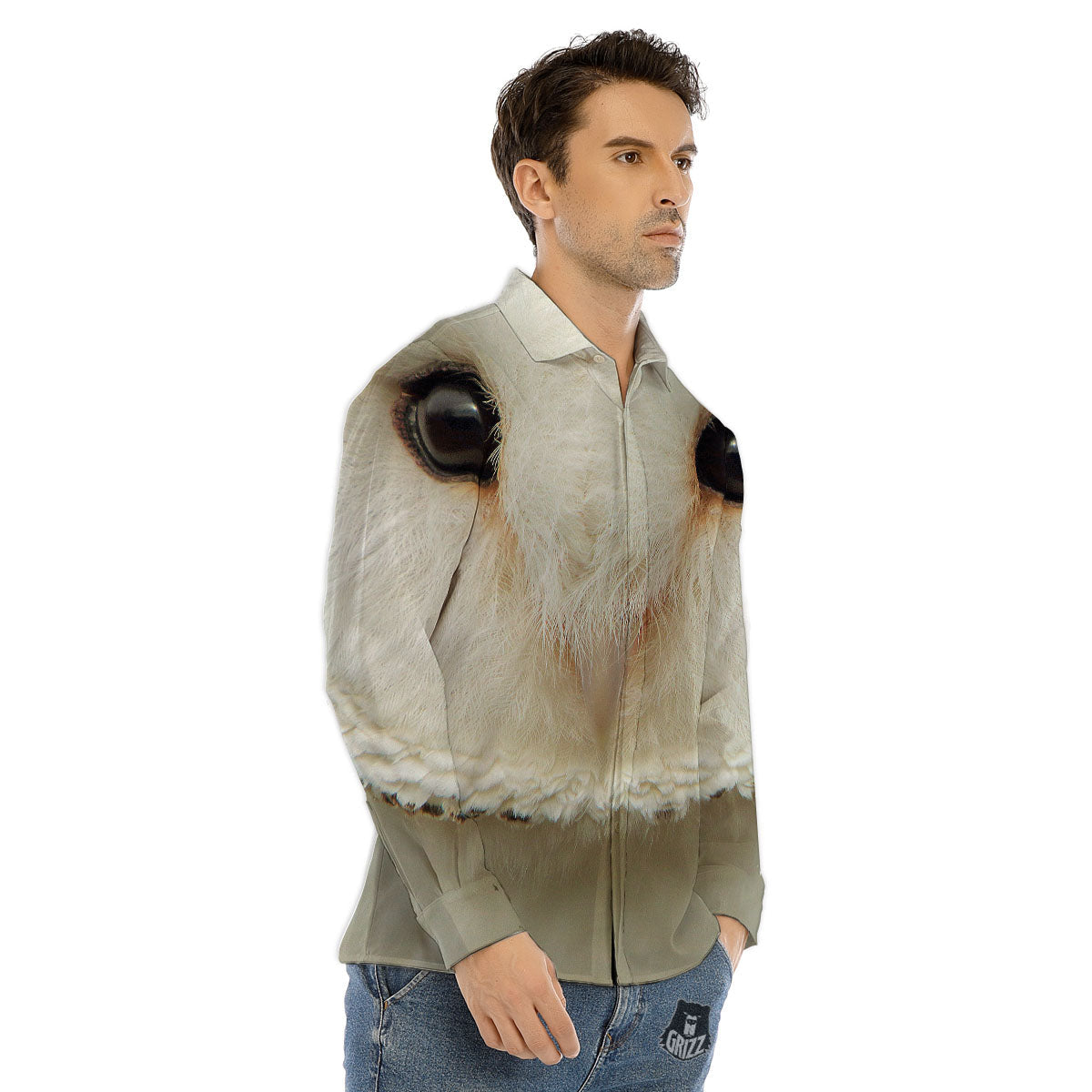 Barn Owl Print Men's Dress Shirts-grizzshop
