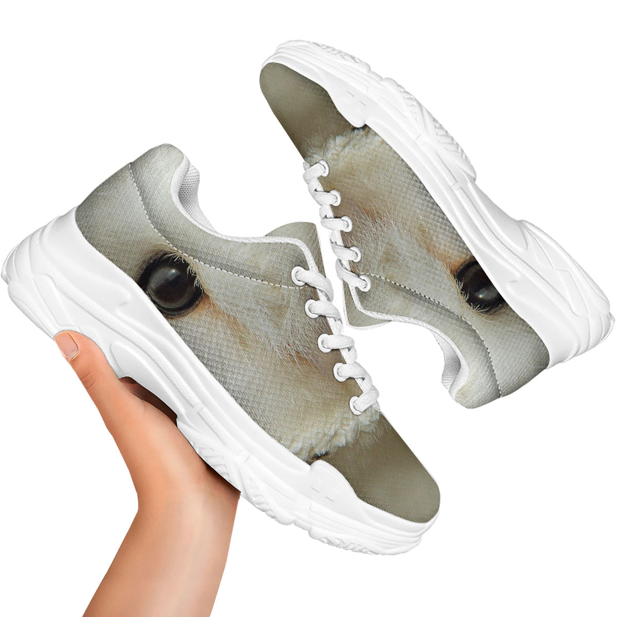 Barn Owl Print White Chunky Shoes-grizzshop