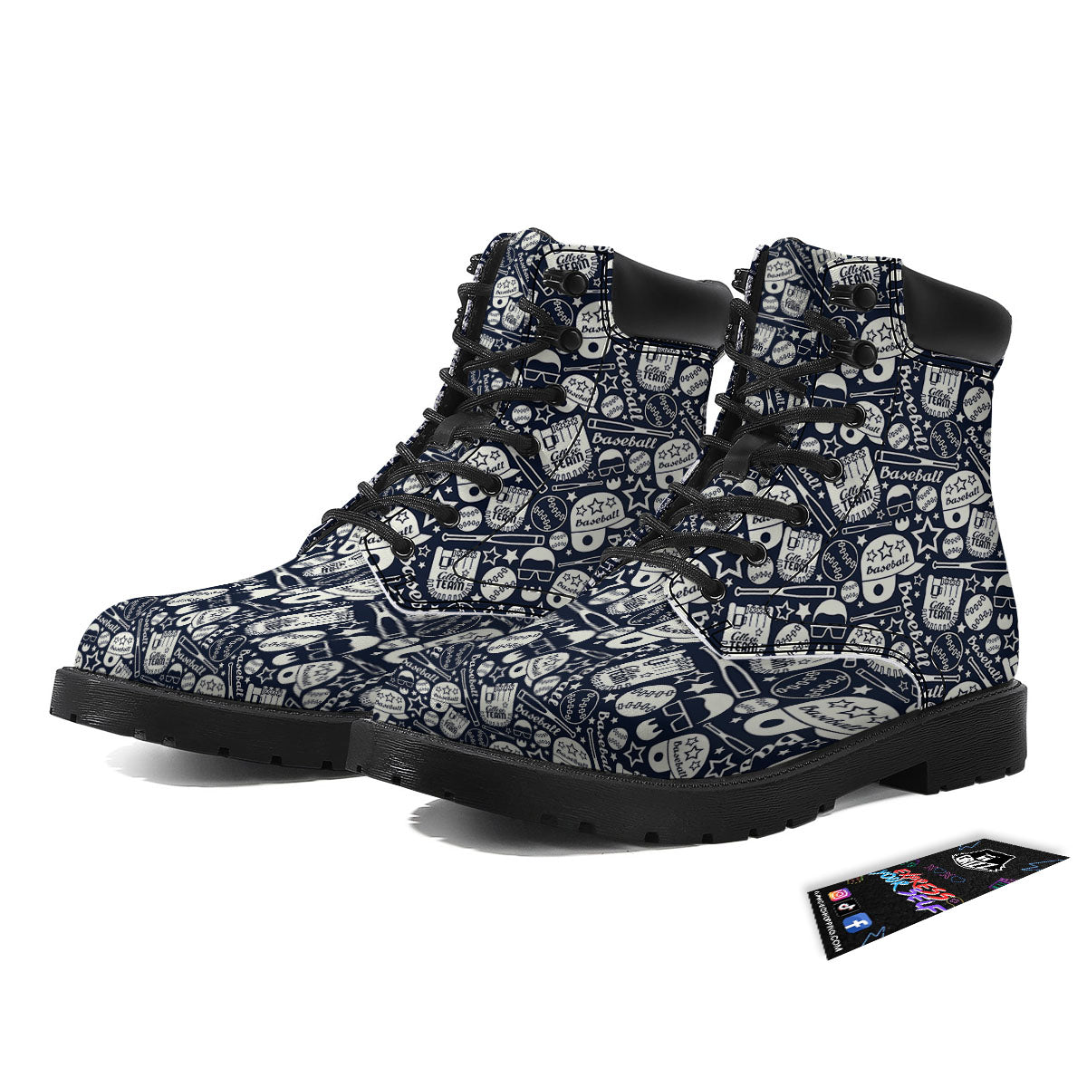Baseball Black Print Pattern Boots-grizzshop