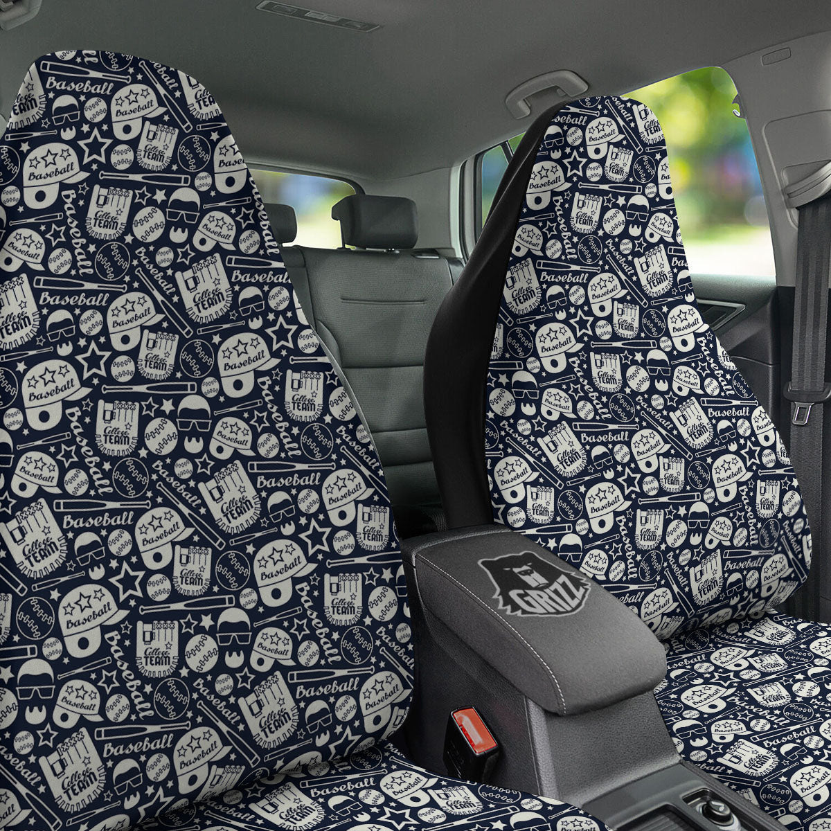 Baseball Black Print Pattern Car Seat Covers-grizzshop