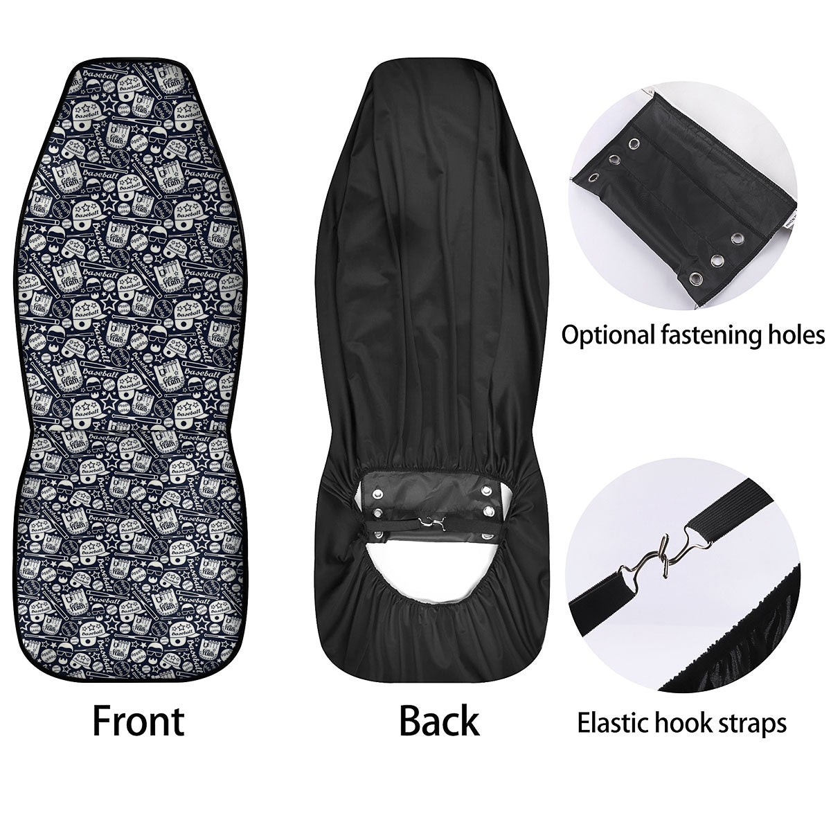 Baseball Black Print Pattern Car Seat Covers-grizzshop