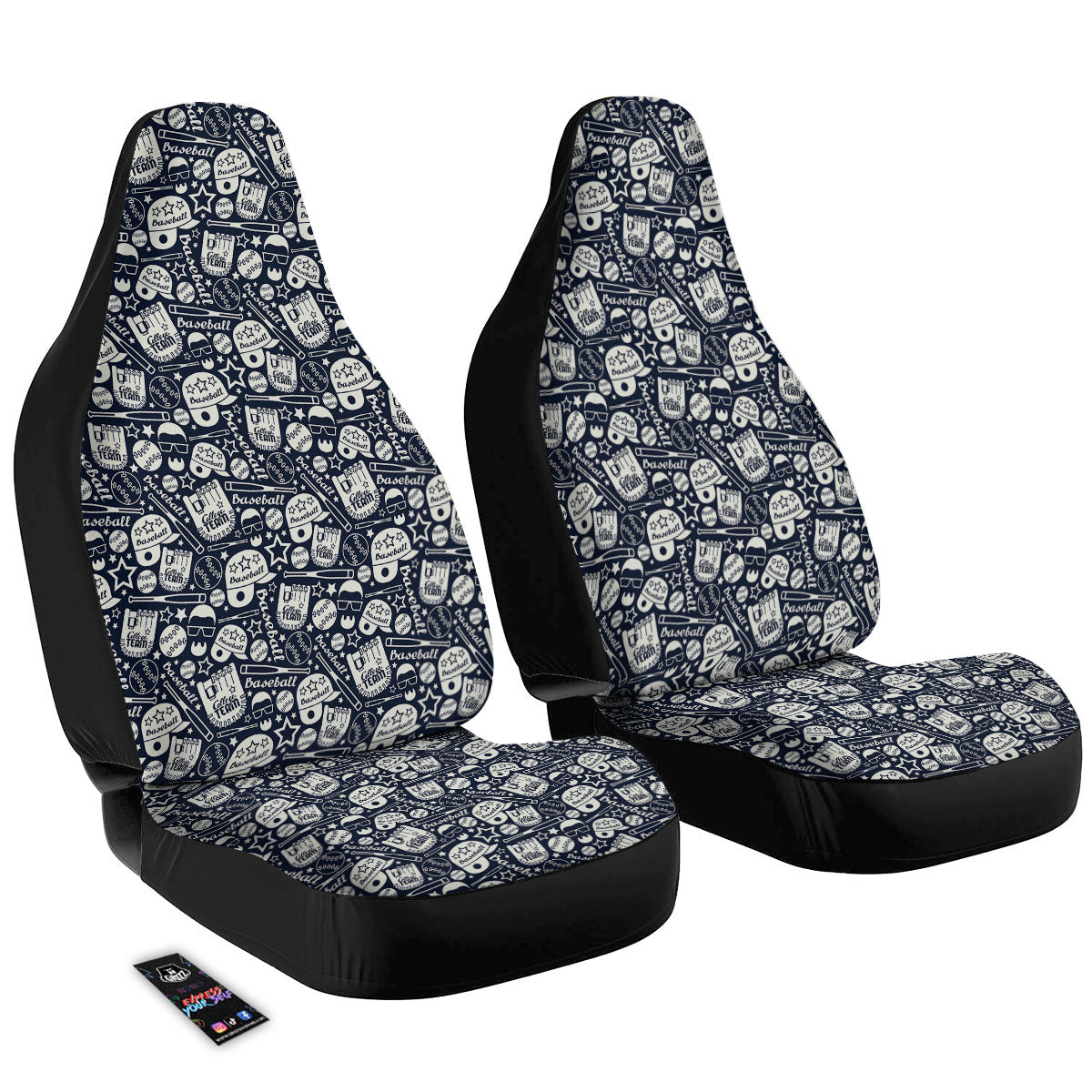 Baseball Black Print Pattern Car Seat Covers-grizzshop