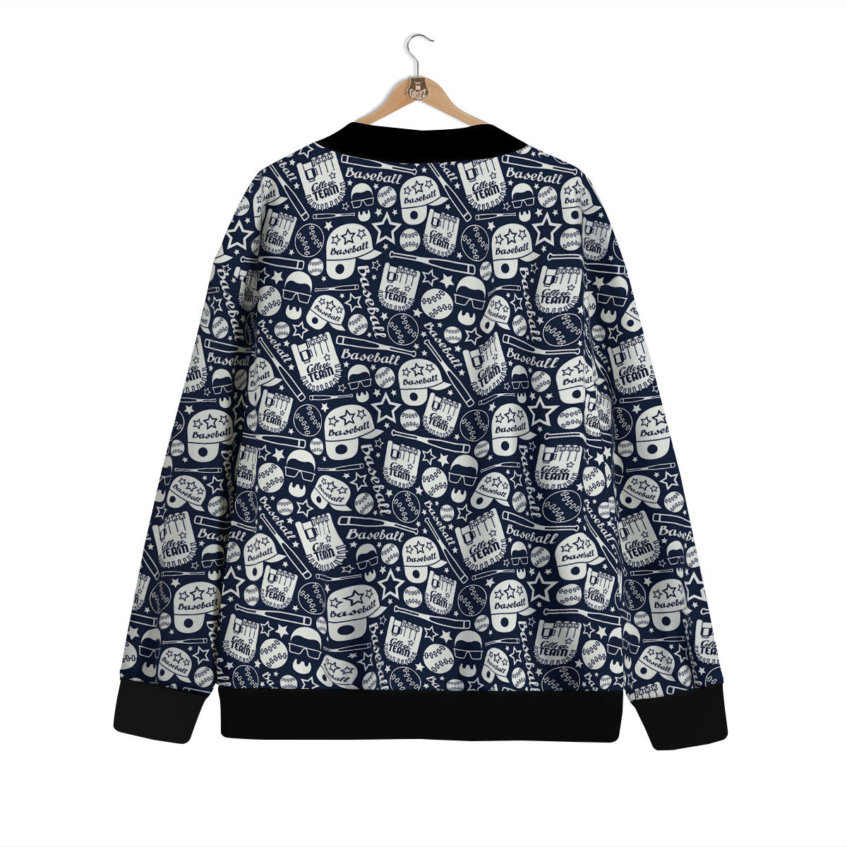 Baseball Black Print Pattern Cardigan-grizzshop