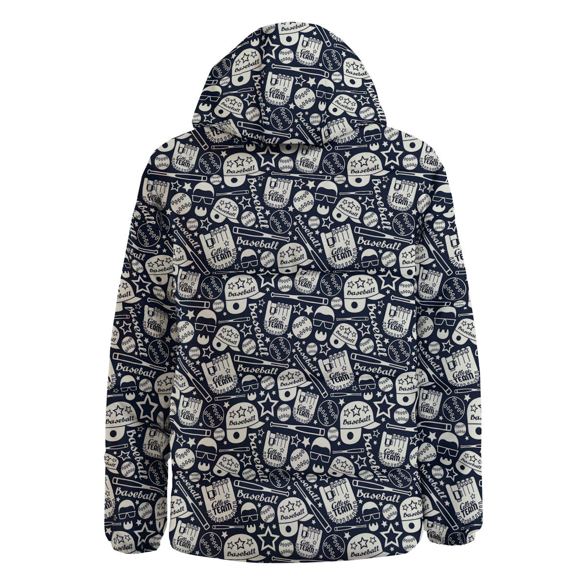 Baseball Black Print Pattern Down Jacket-grizzshop