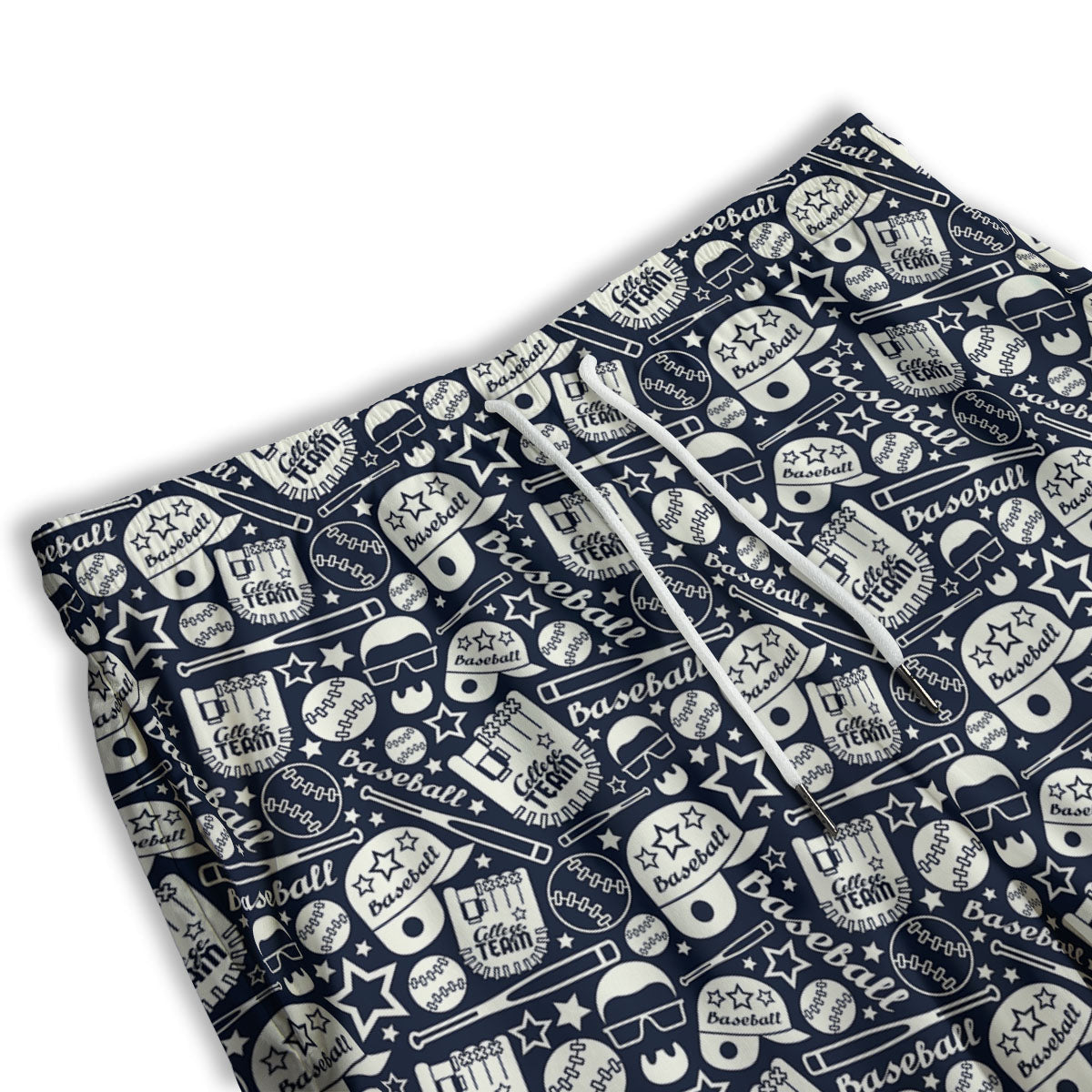 Baseball Black Print Pattern Men's Athletic Shorts