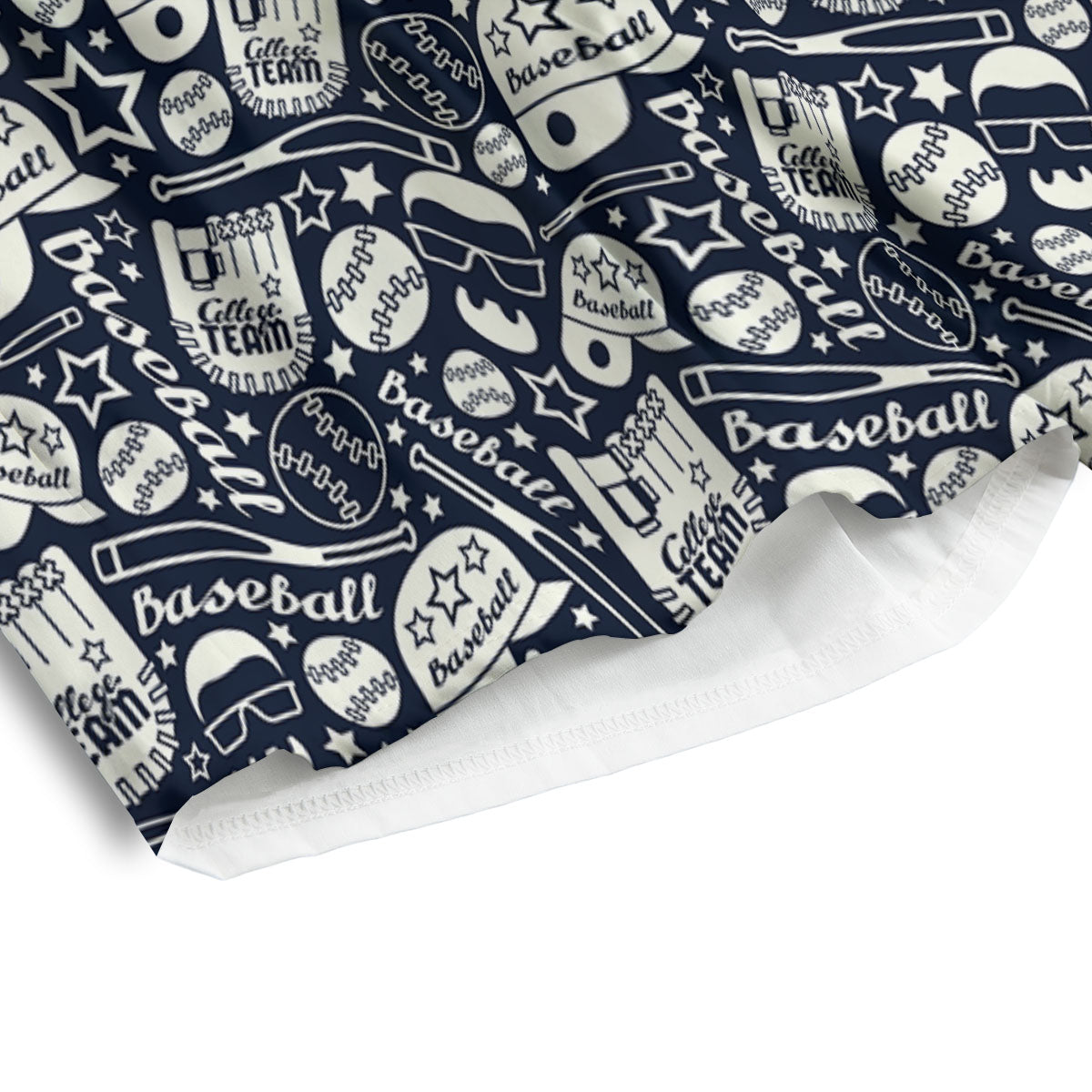 Baseball Black Print Pattern Men's Athletic Shorts