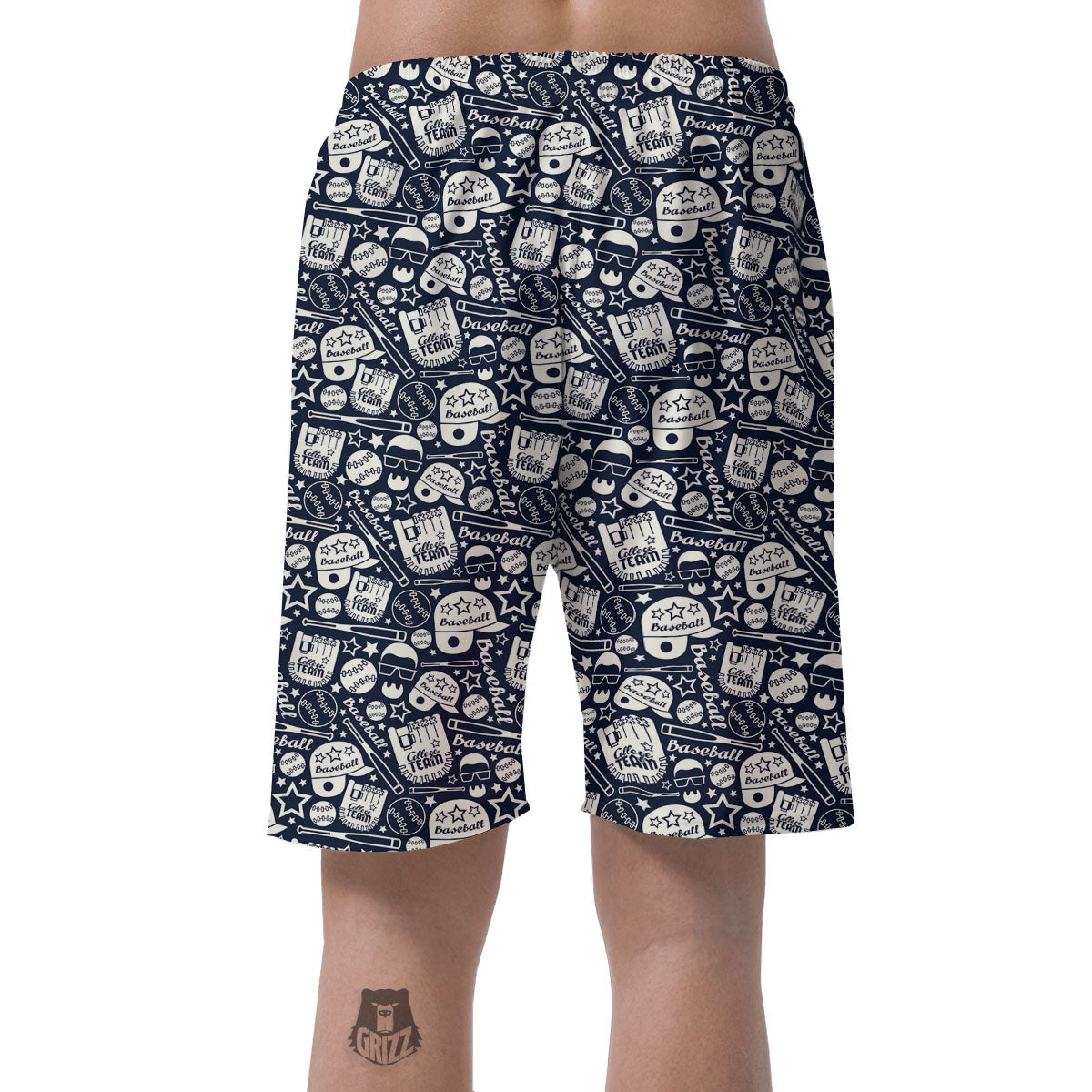 Baseball Black Print Pattern Men's Shorts-grizzshop