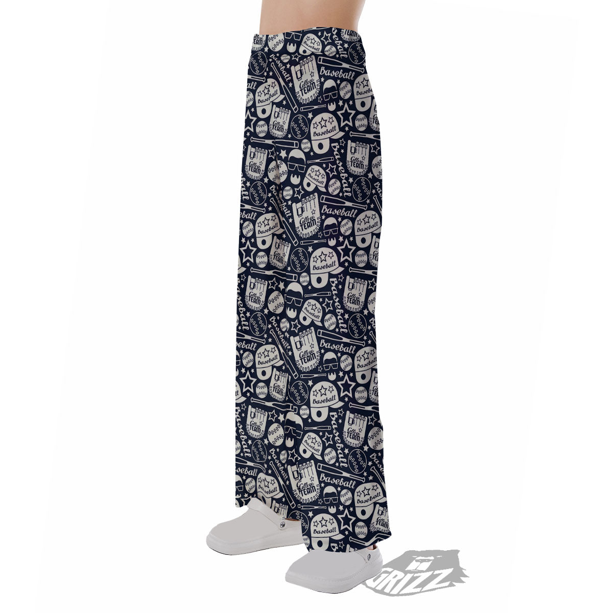 Baseball Black Print Pattern Pajama Pants-grizzshop