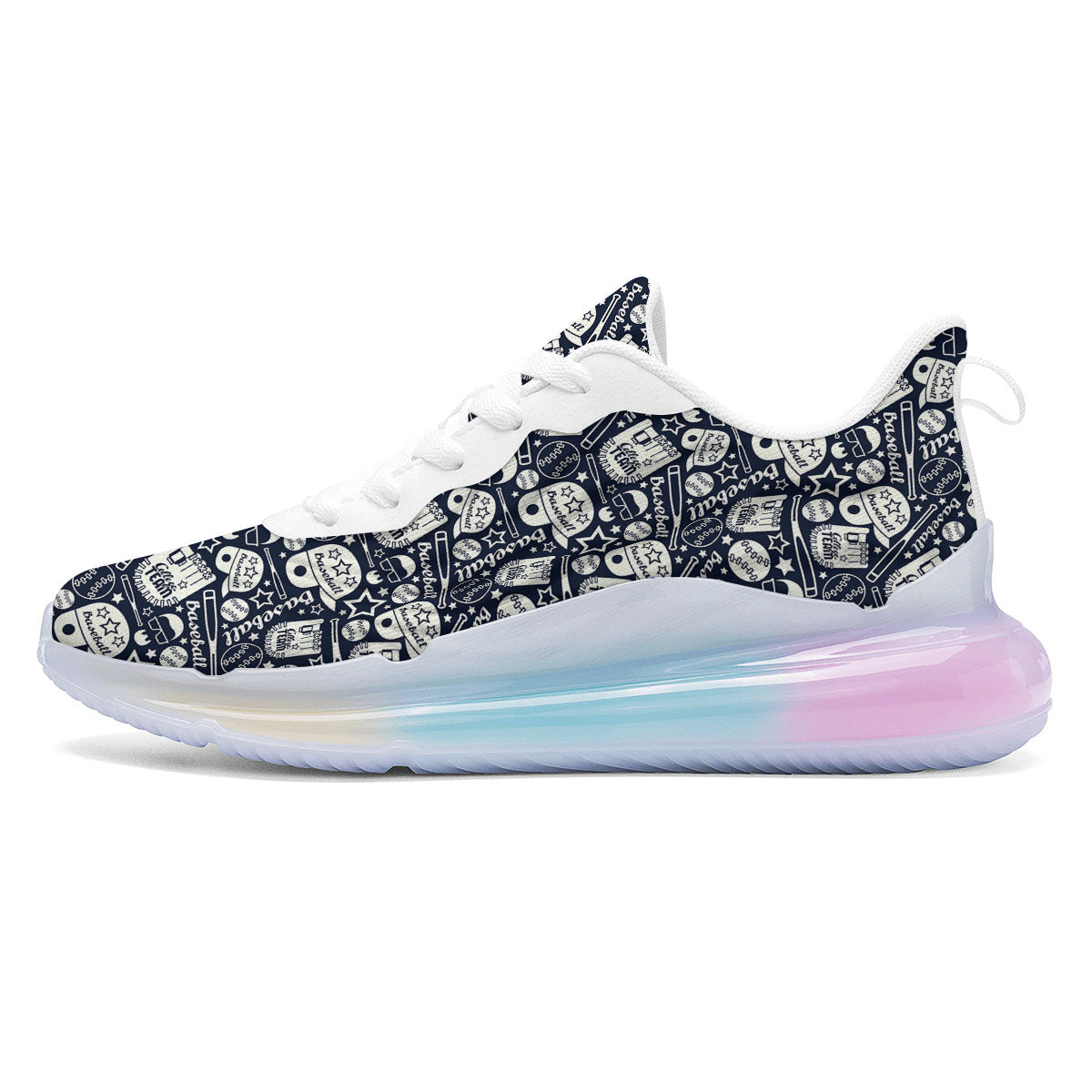 Baseball Black Print Pattern Running Sneakers-grizzshop