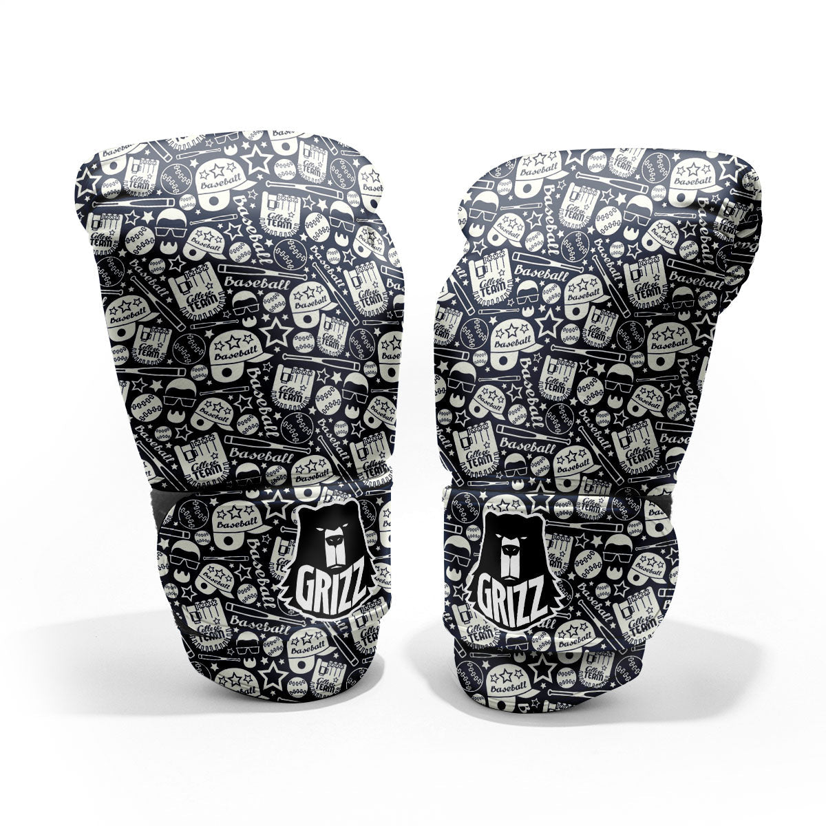 Baseball Black Print Pattern Pro Boxing Glove