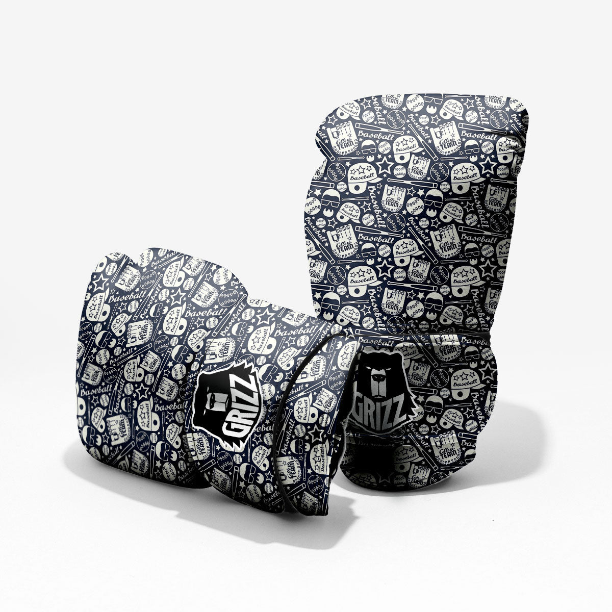 Baseball Black Print Pattern Pro Boxing Glove