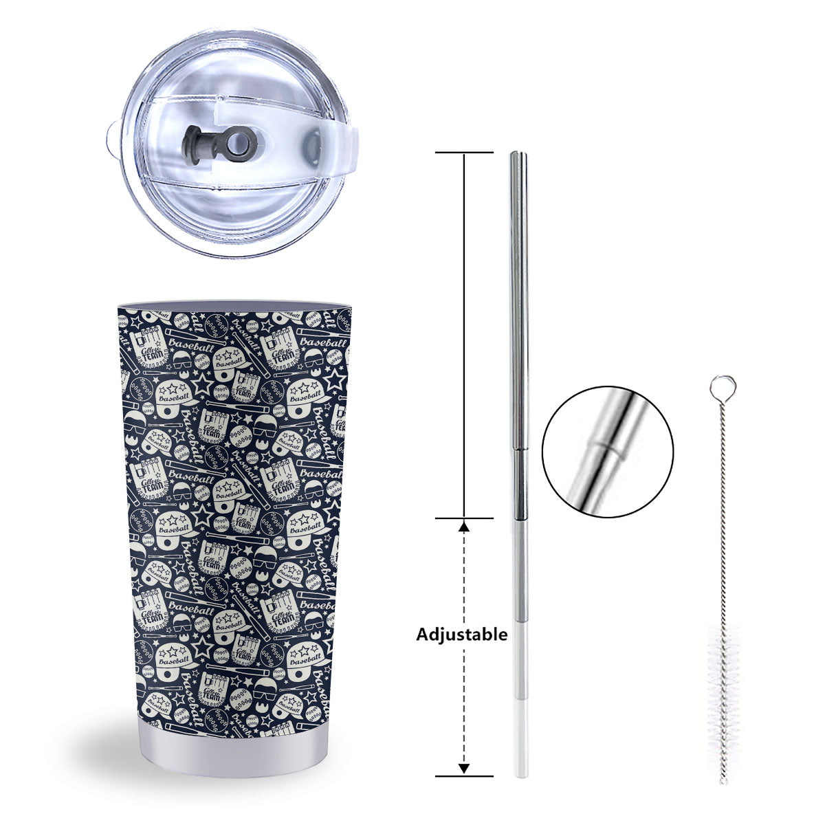 Baseball Black Print Pattern Tumbler-grizzshop