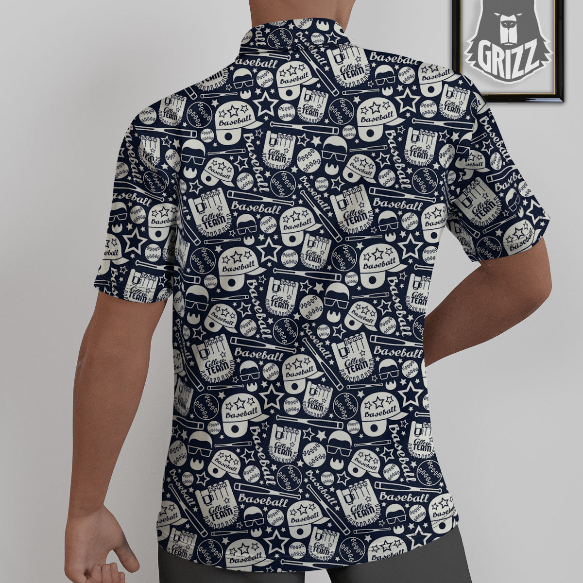Baseball Black Print Pattern Untucked Shirts-grizzshop