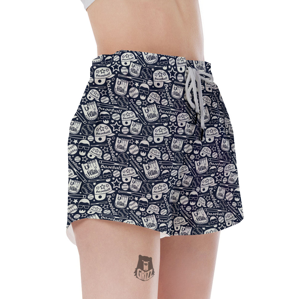 Baseball Black Print Pattern Women's Shorts-grizzshop