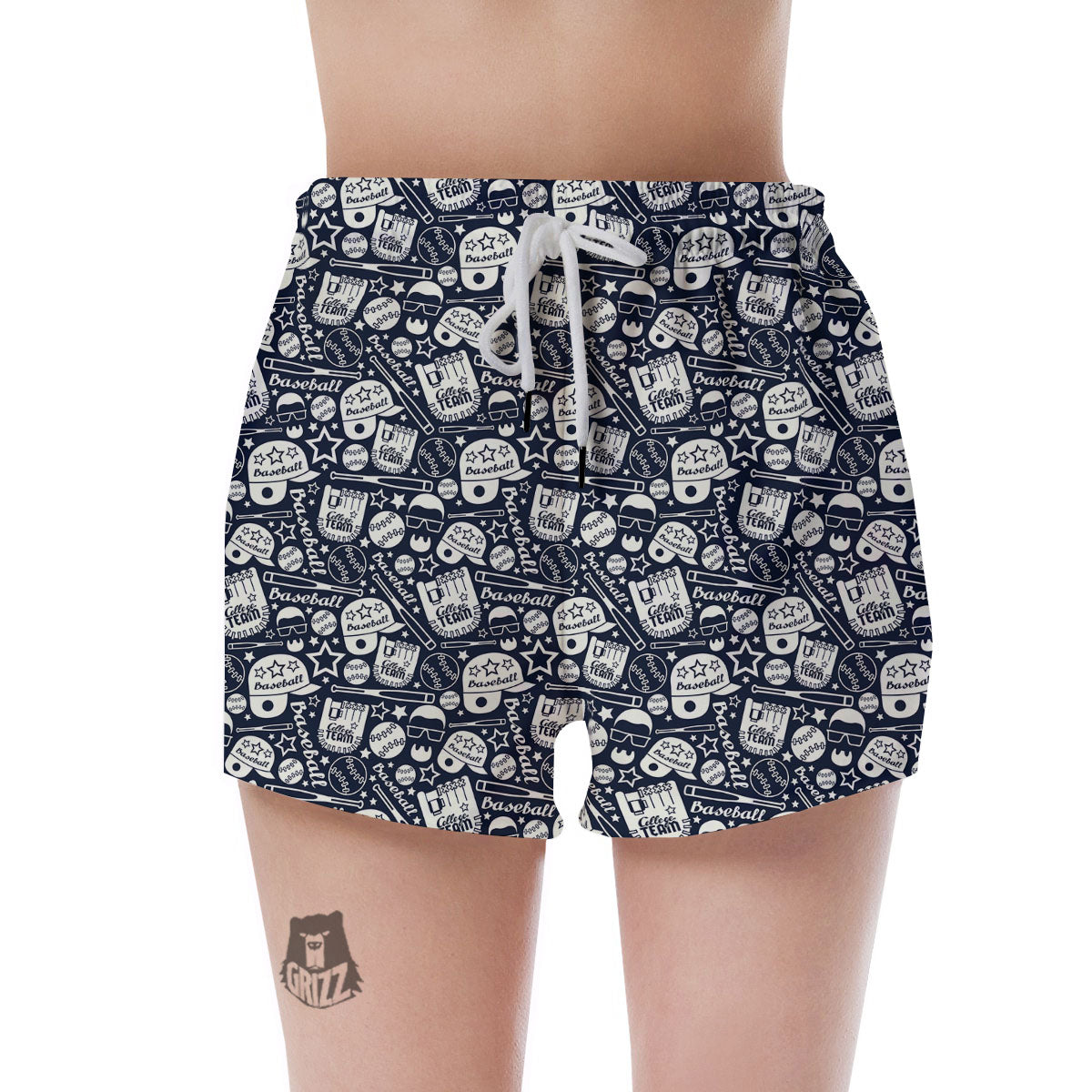 Baseball Black Print Pattern Women's Shorts-grizzshop