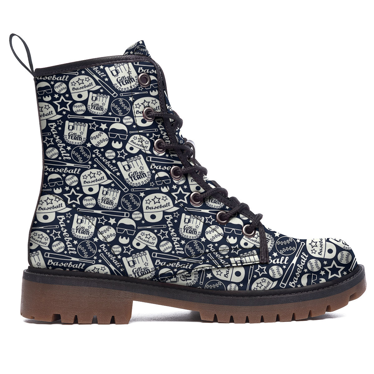 Baseball Black Print Pattern Work Boots-grizzshop