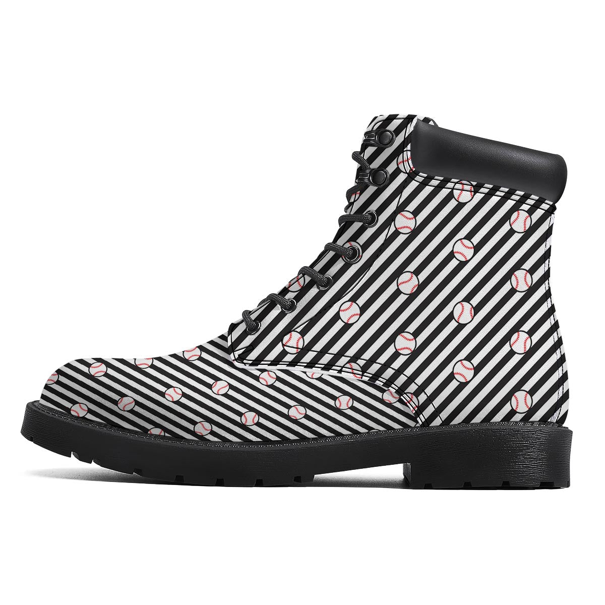 Baseball Black Striped Print Pattern Boots-grizzshop