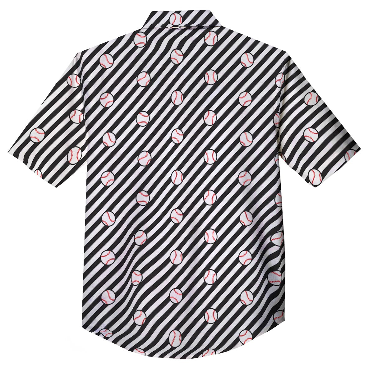 Baseball Black Striped Print Pattern Button Up Shirt-grizzshop