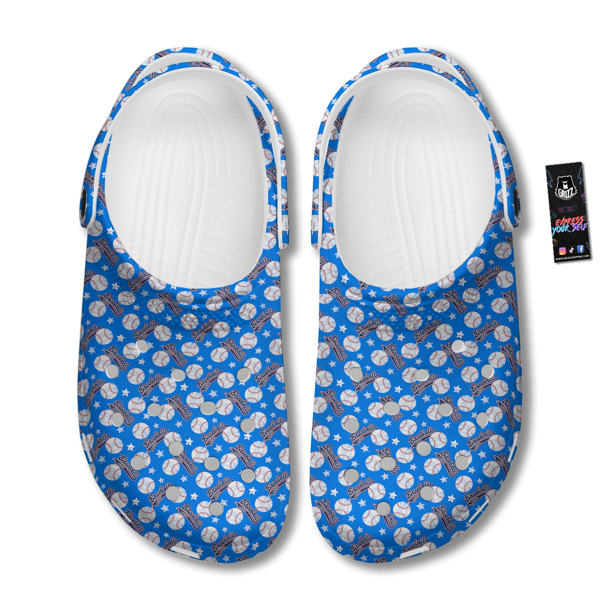 Baseball Blue Print Pattern Clog-grizzshop