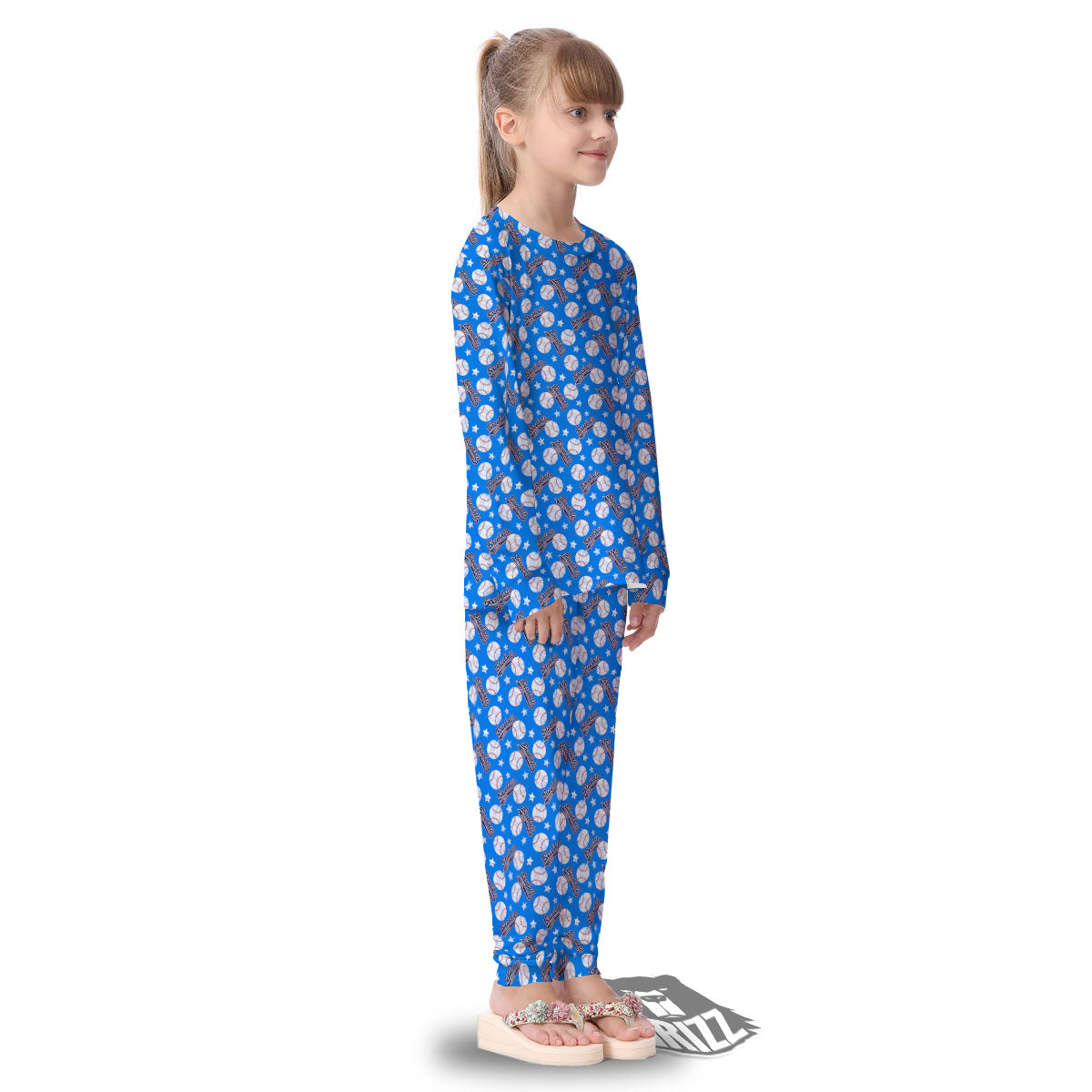 Baseball Blue Print Pattern Kid's Pajamas-grizzshop