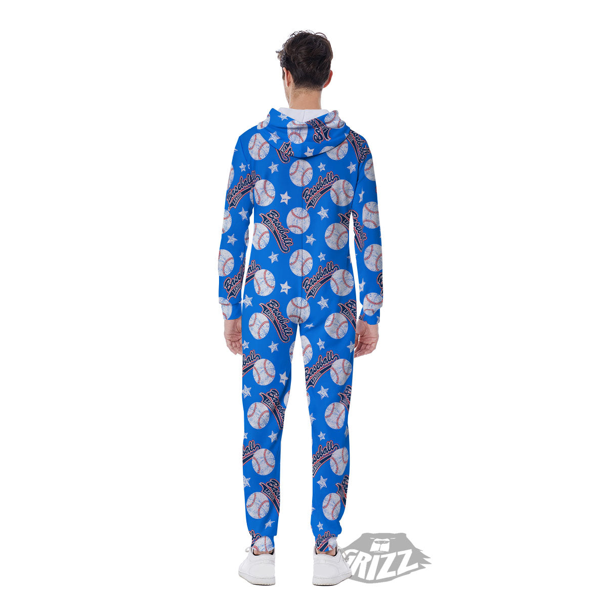 Baseball Blue Print Pattern Men's Jumpsuit-grizzshop