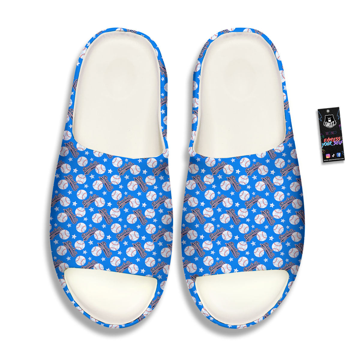 Baseball Blue Print Pattern Sandals-grizzshop